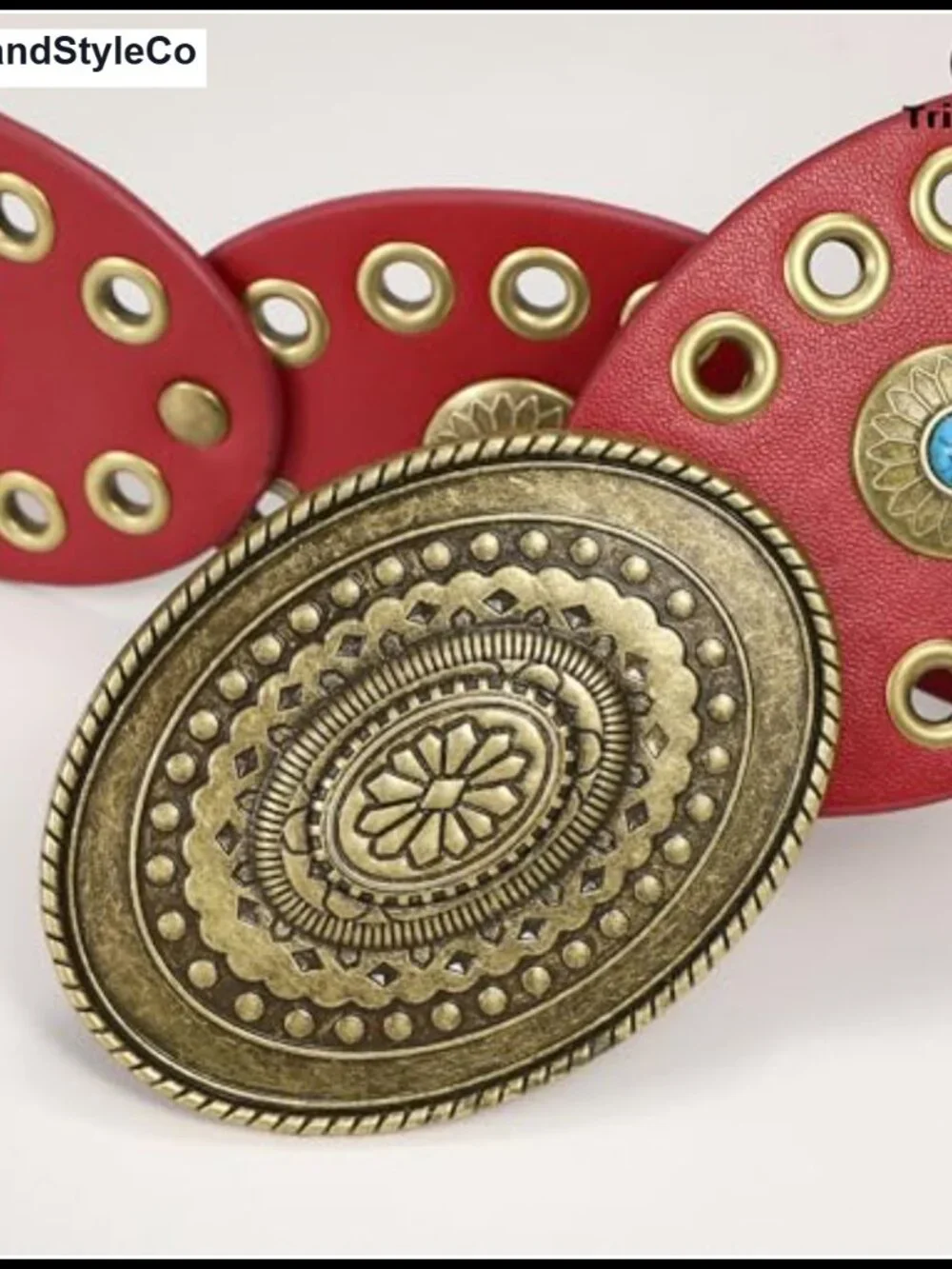 Western Belt for Women Wide PU Leather Concho Disc Belt Boho Country
